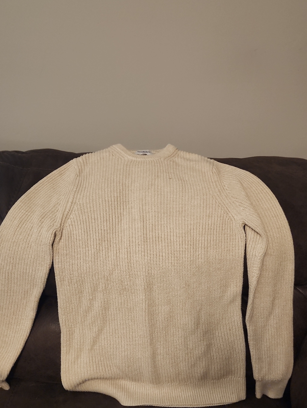 Goodfellow & Co Cream Ribbed Crewneck Sweater
